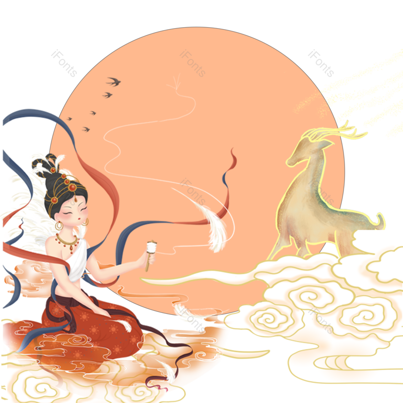 边框图片,中国风元素,乐器PNG,中秋免抠素材